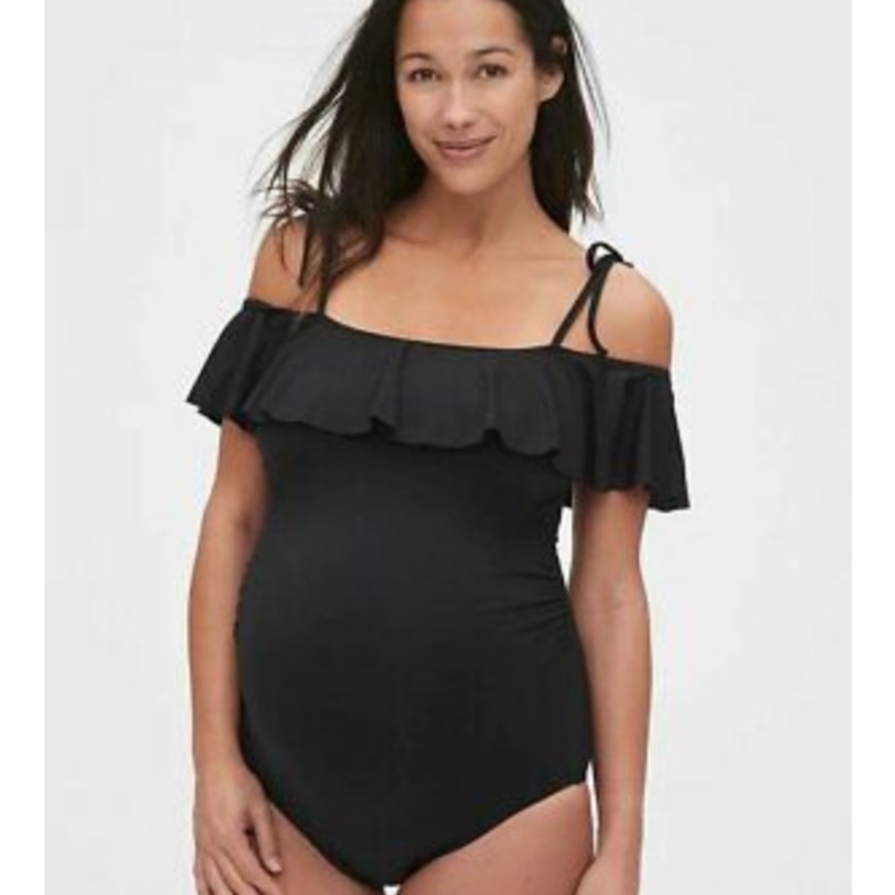 Gap Maternity Ruffle Off-Shoulder One Piece Swimsuit Size S